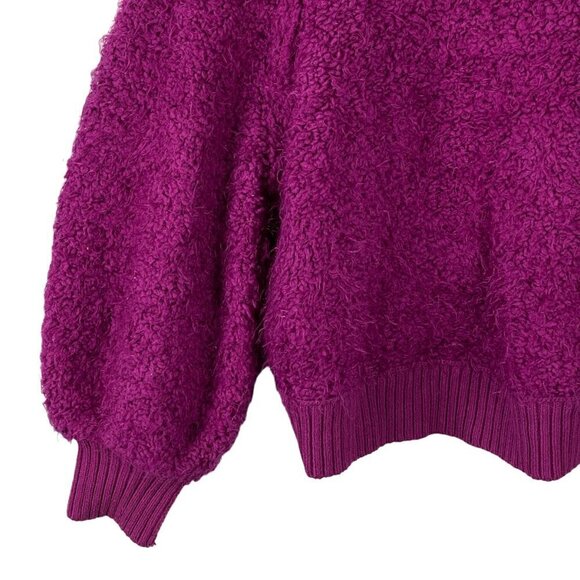 Free People Furry Time Hooded Jacket XS Cozy Sherpa Teddy Coat Zip Up Hot Pink - Picture 9 of 11